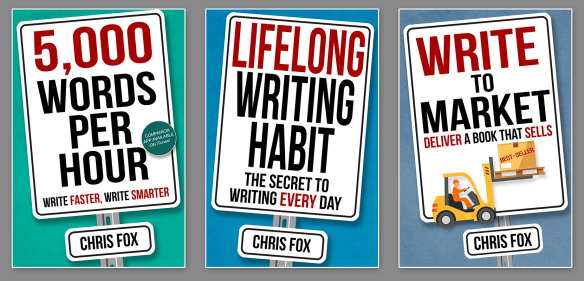 Picture of three books: 5,000 words per hour, Lifelong writing habit, Write to market